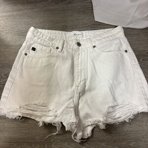 Ksubi White Frayed Hem Jean Shorts